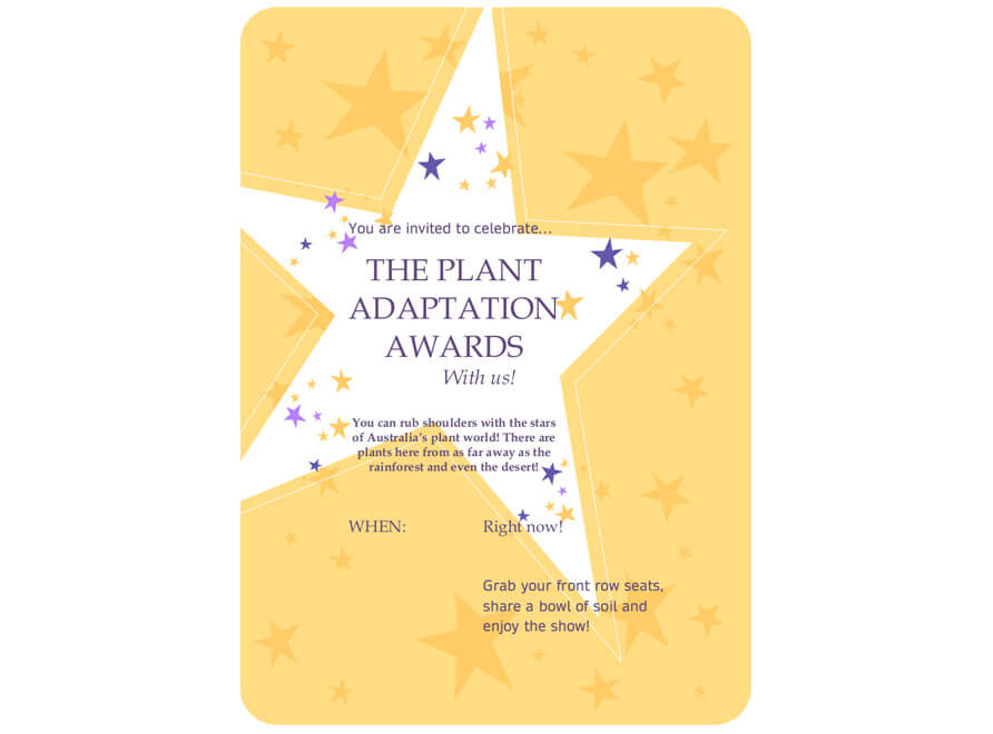 Graphic with stars and the words 'Plant Adaptation Awards'