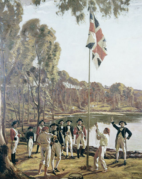 Painting of the raising of the flag, 1788