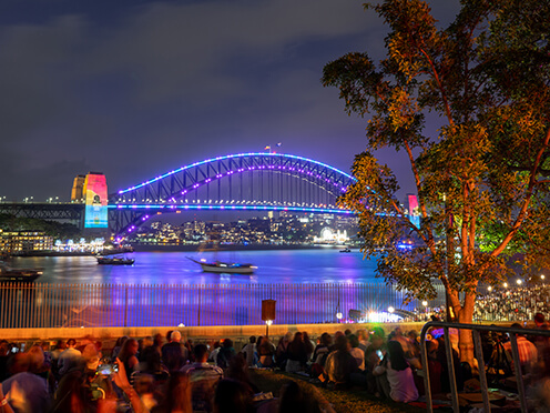 View of Sydney Harbour Bridge from the Royal Botanic Garden Sydney on New Year's Eve